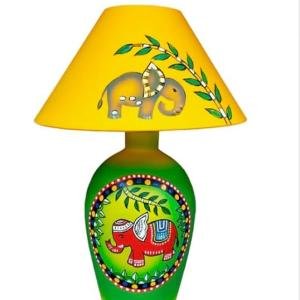 Dhalihouse Wooden Handicraft Bedside LED Table Lamp for Bedroom, Living Room, and Home Decor |
