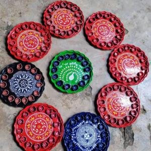Hand-Painted Clay Diya Set – Traditional Bengal Art for Puja & Home Décor | Anisha’s Creation